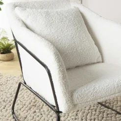 Fauteuil blanc en tissu bouclette TIM
