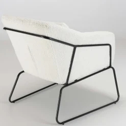 Fauteuil blanc en tissu bouclette TIM