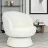Fauteuil blanc pivotant - tissu chenille, style rétro IENA