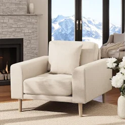 Fauteuil blanc sable en tissu ROTTERDAM