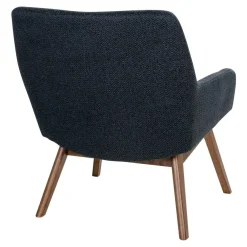 Fauteuil bleu foncé avec structure en bois de noyer BERLIN