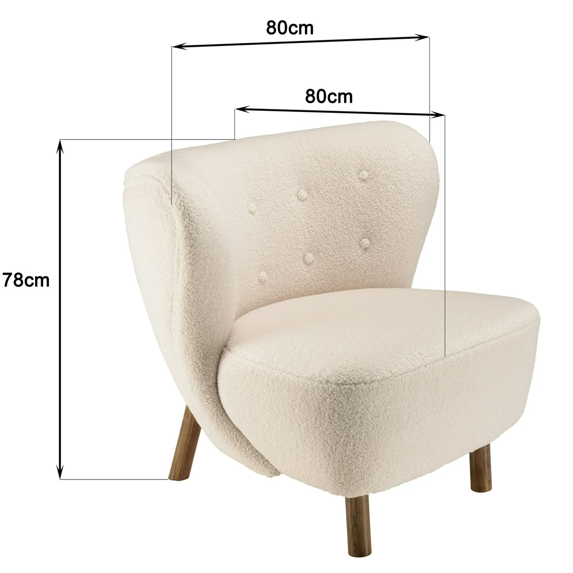 Fauteuil capitonné tissu bouclette blanc TIM