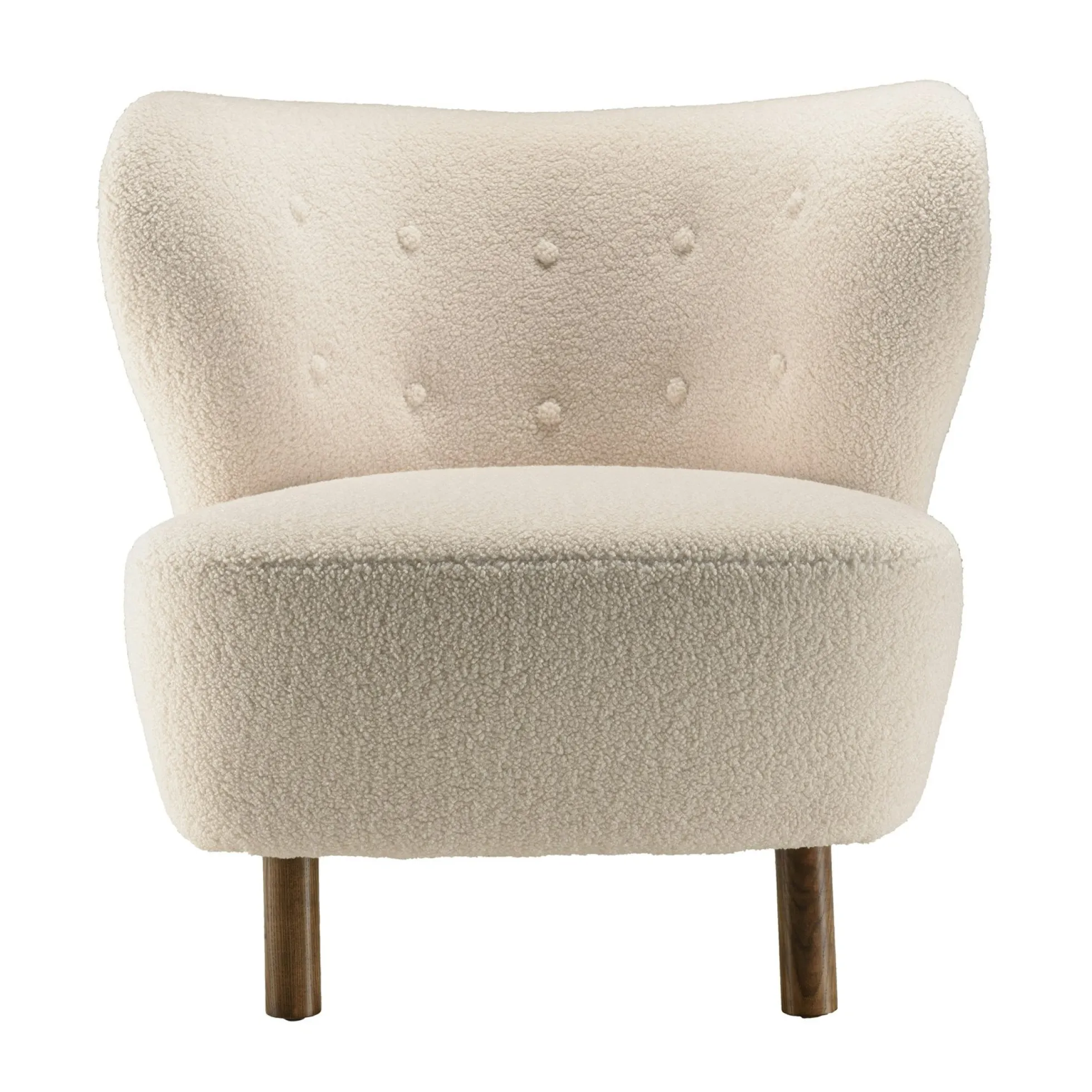 Fauteuil capitonné tissu bouclette blanc TIM