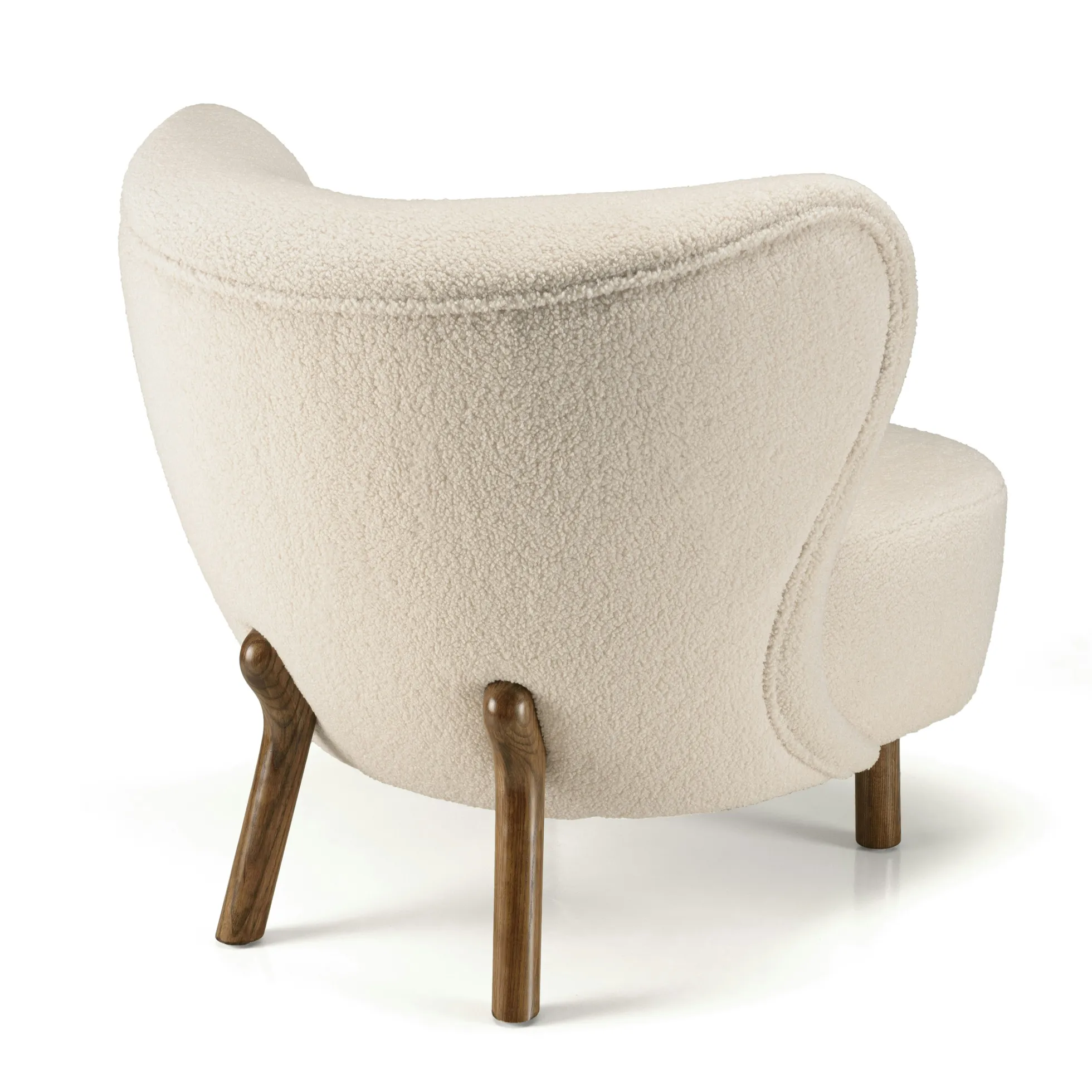 Fauteuil capitonné tissu bouclette blanc TIM