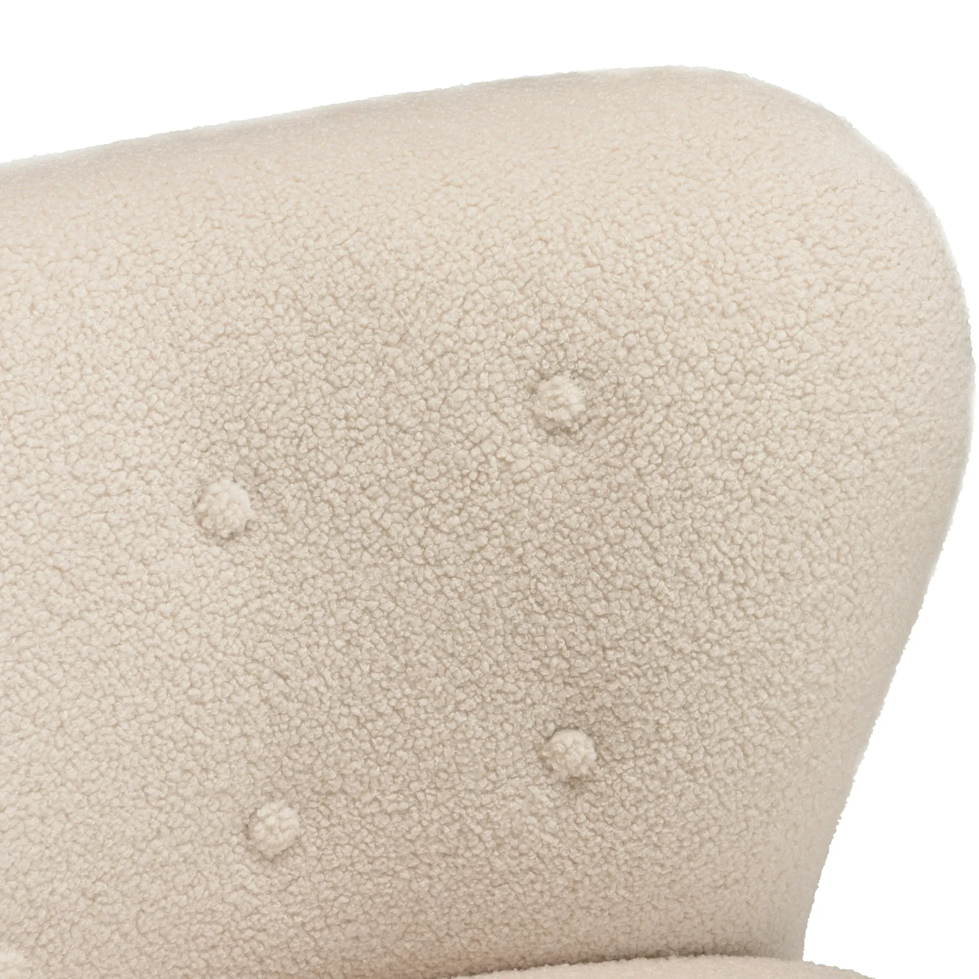 Fauteuil capitonné tissu bouclette blanc TIM