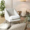 Fauteuil club blanc tissu bouclette TIM