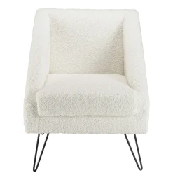 Fauteuil club blanc tissu bouclette TIM