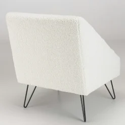 Fauteuil club blanc tissu bouclette TIM
