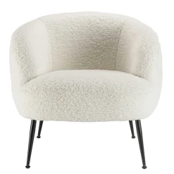 Fauteuil club tissu bouclette blanc TIM