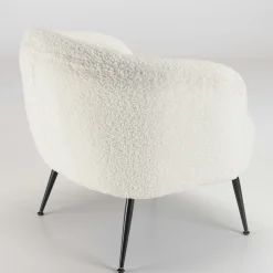 Fauteuil club tissu bouclette blanc TIM