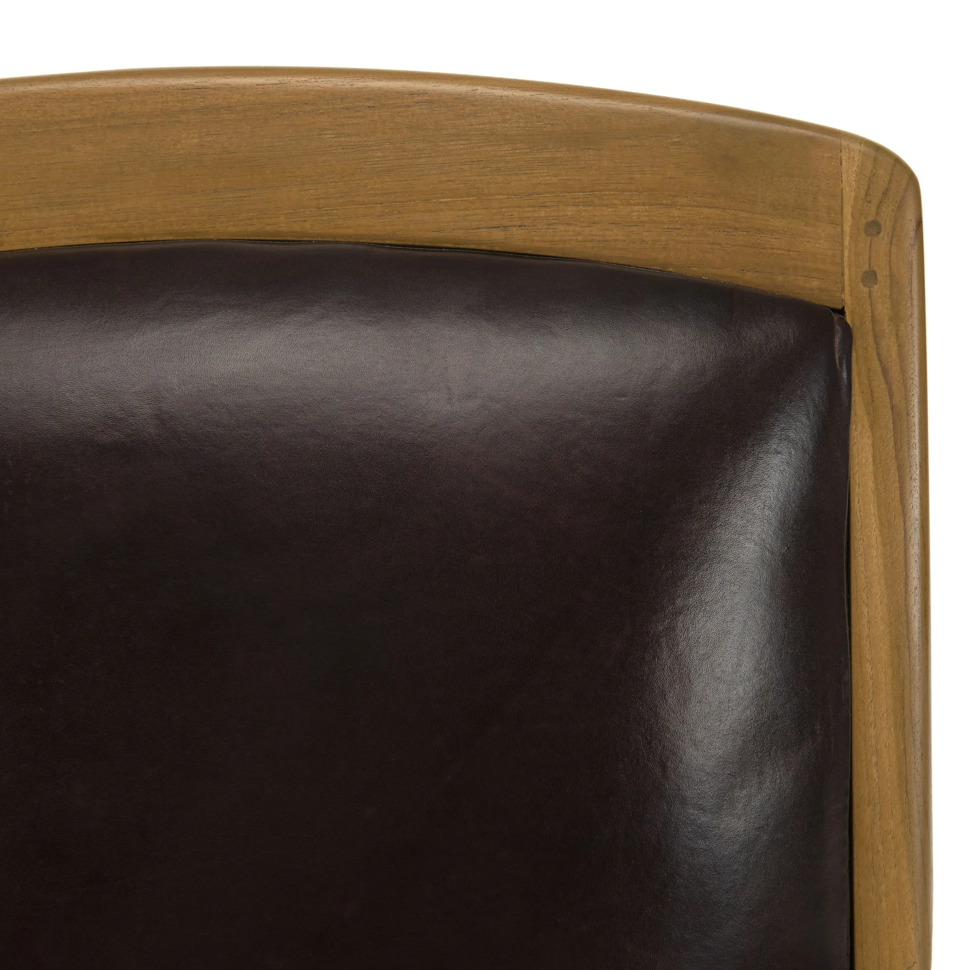 Fauteuil colonial teck assise cuir brun DIKA