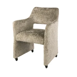 Fauteuil confortable à roulettes tissu cosy beige (x2) CREEK