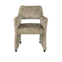 Fauteuil confortable à roulettes tissu cosy beige (x2) CREEK