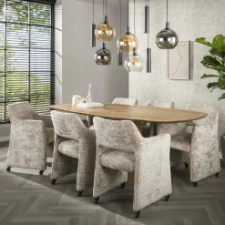 Fauteuil confortable à roulettes tissu cosy beige (x2) CREEK