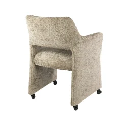 Fauteuil confortable à roulettes tissu cosy beige (x2) CREEK