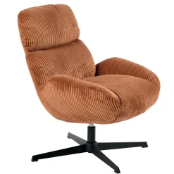 Fauteuil confort pivotant en velours côtelé terracotta IENA