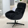 Fauteuil confort pivotant en velours côtelé noir IENA