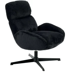 Fauteuil confort pivotant en velours côtelé noir IENA