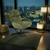 Fauteuil confort pivotant en velours côtelé vert IENA