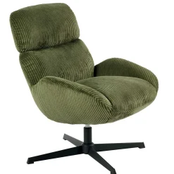 Fauteuil confort pivotant en velours côtelé vert IENA