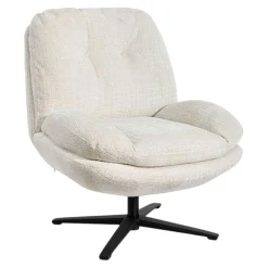 Fauteuil confort pivotant tissu doux écru IENA