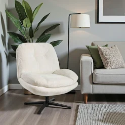 Fauteuil confort pivotant tissu doux écru IENA
