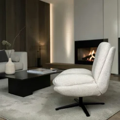 Fauteuil confort pivotant tissu doux écru IENA