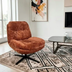 Fauteuil confort pivotant tissu doux terracotta IENA