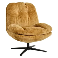 Fauteuil confort pivotant tissu doux moutarde IENA