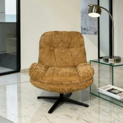Fauteuil confort pivotant tissu doux moutarde IENA