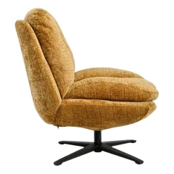 Fauteuil confort pivotant tissu doux moutarde IENA