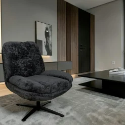 Fauteuil confort pivotant tissu doux gris foncé IENA