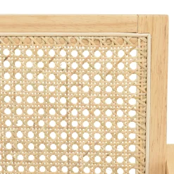 Fauteuil contemporain bois clair tissu blanc et cannage TIM