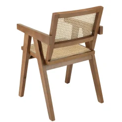 Fauteuil contemporain bois foncé assise et dossier cannage TIM