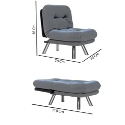 Fauteuil convertible banquette gris chiné pieds chromés CUSCO
