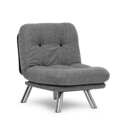 Fauteuil convertible banquette gris chiné pieds chromés CUSCO