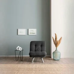 Fauteuil convertible banquette gris foncé pieds chromés CUSCO