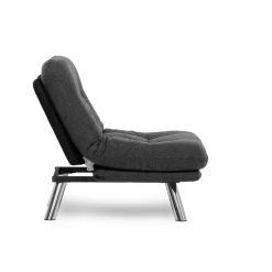 Fauteuil convertible banquette gris foncé pieds chromés CUSCO