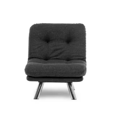 Fauteuil convertible banquette gris foncé pieds chromés CUSCO
