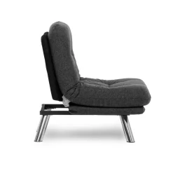 Fauteuil convertible banquette gris foncé pieds chromés CUSCO