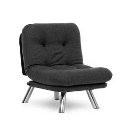 Fauteuil convertible banquette gris foncé pieds chromés CUSCO