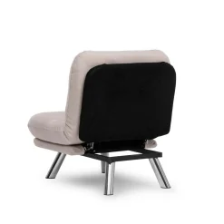 Fauteuil convertible banquette écru pieds chromés CUSCO