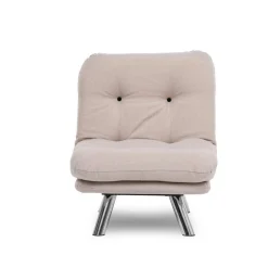Fauteuil convertible banquette écru pieds chromés CUSCO