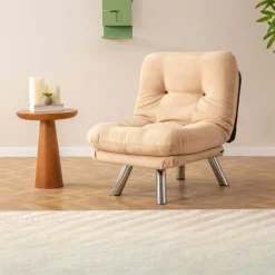 Fauteuil convertible banquette beige pieds chromés CUSCO