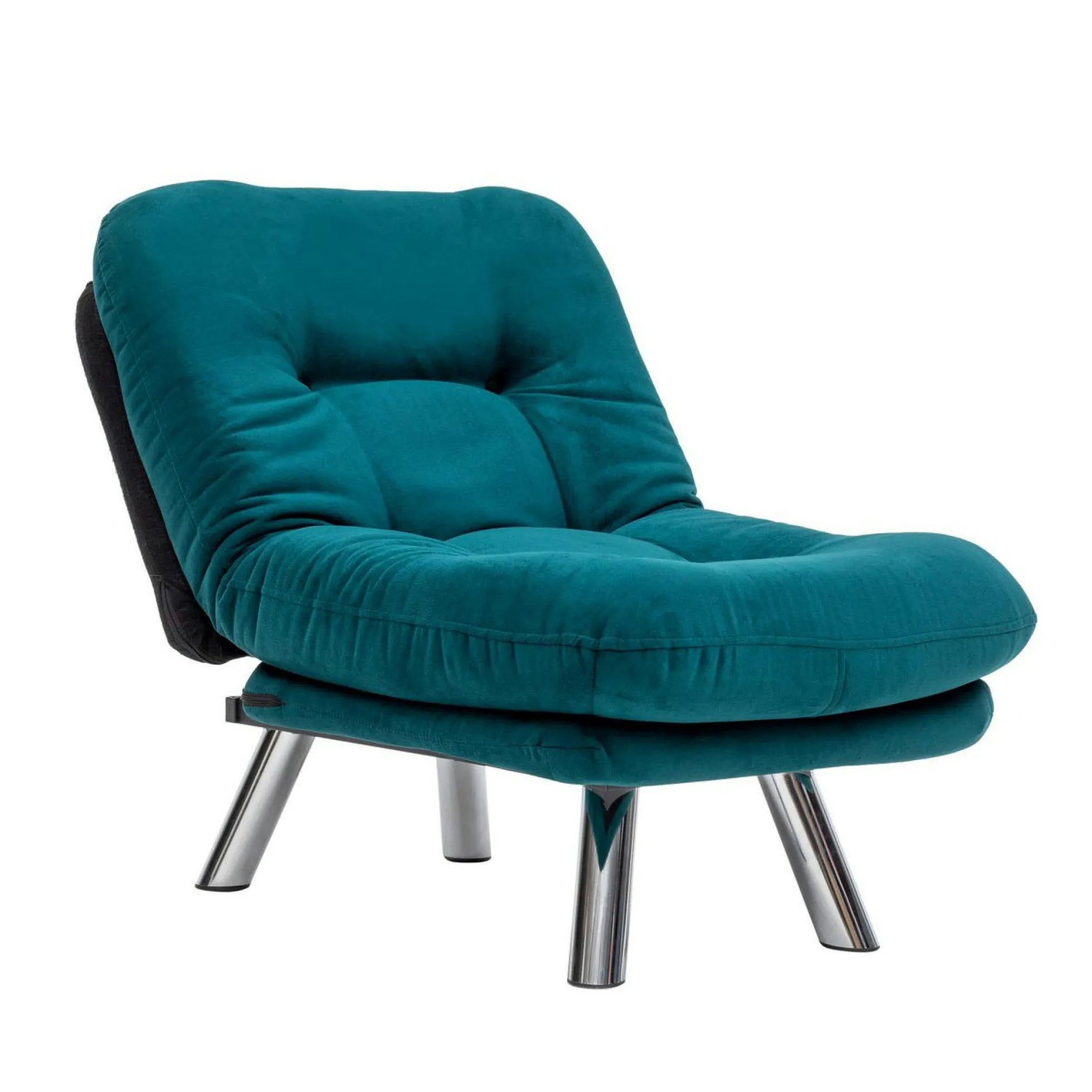 Fauteuil convertible banquette bleu lagon pieds chromés CUSCO