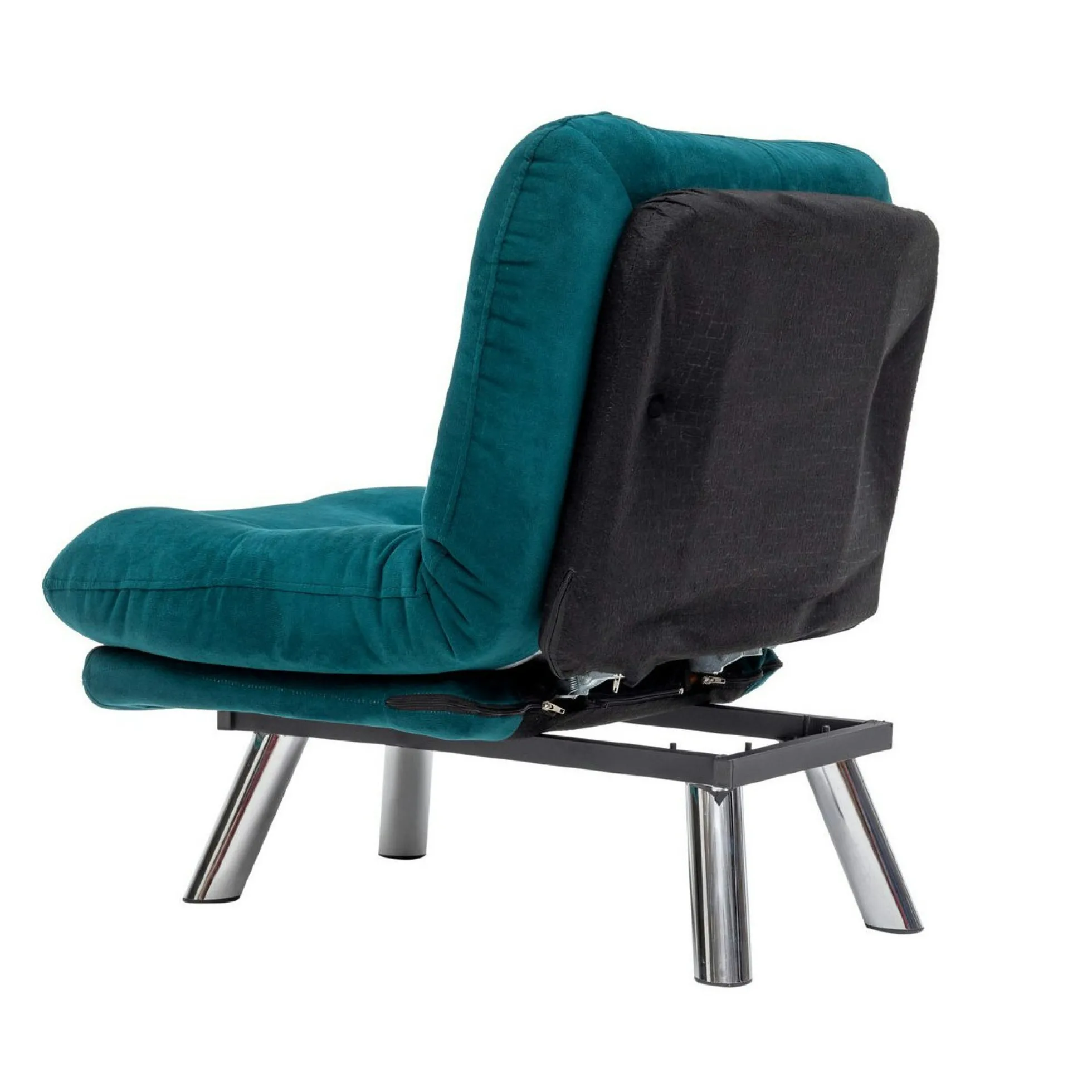 Fauteuil convertible banquette bleu lagon pieds chromés CUSCO