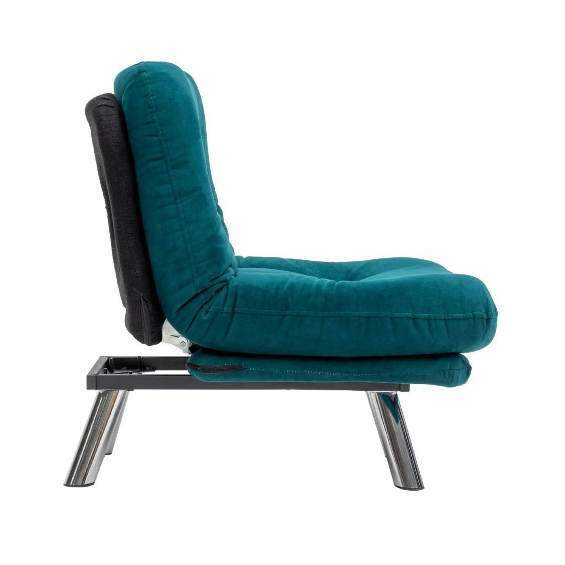 Fauteuil convertible banquette bleu lagon pieds chromés CUSCO