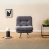 Fauteuil convertible banquette gris orage pieds chromés CUSCO