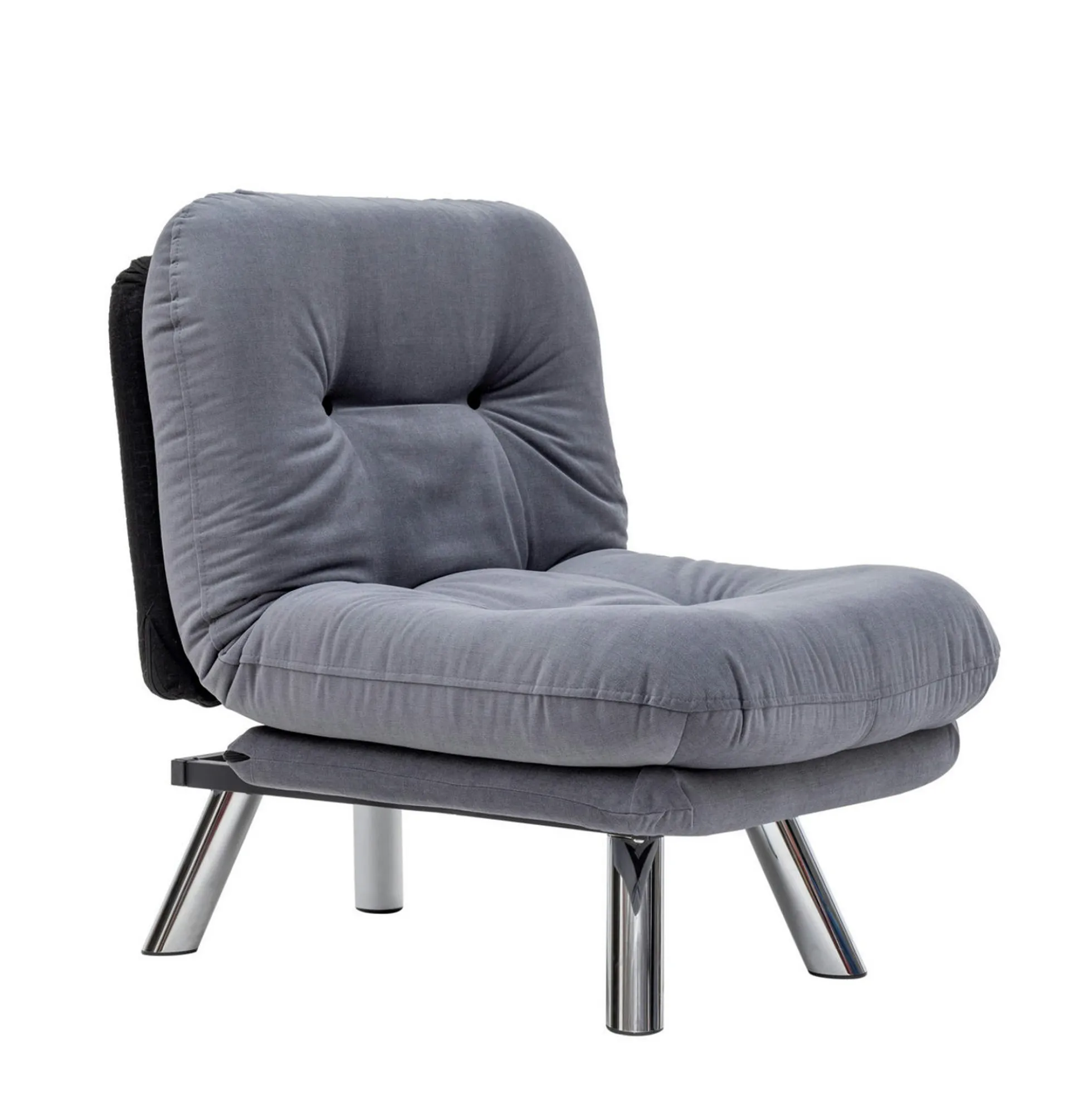 Fauteuil convertible banquette gris orage pieds chromés CUSCO