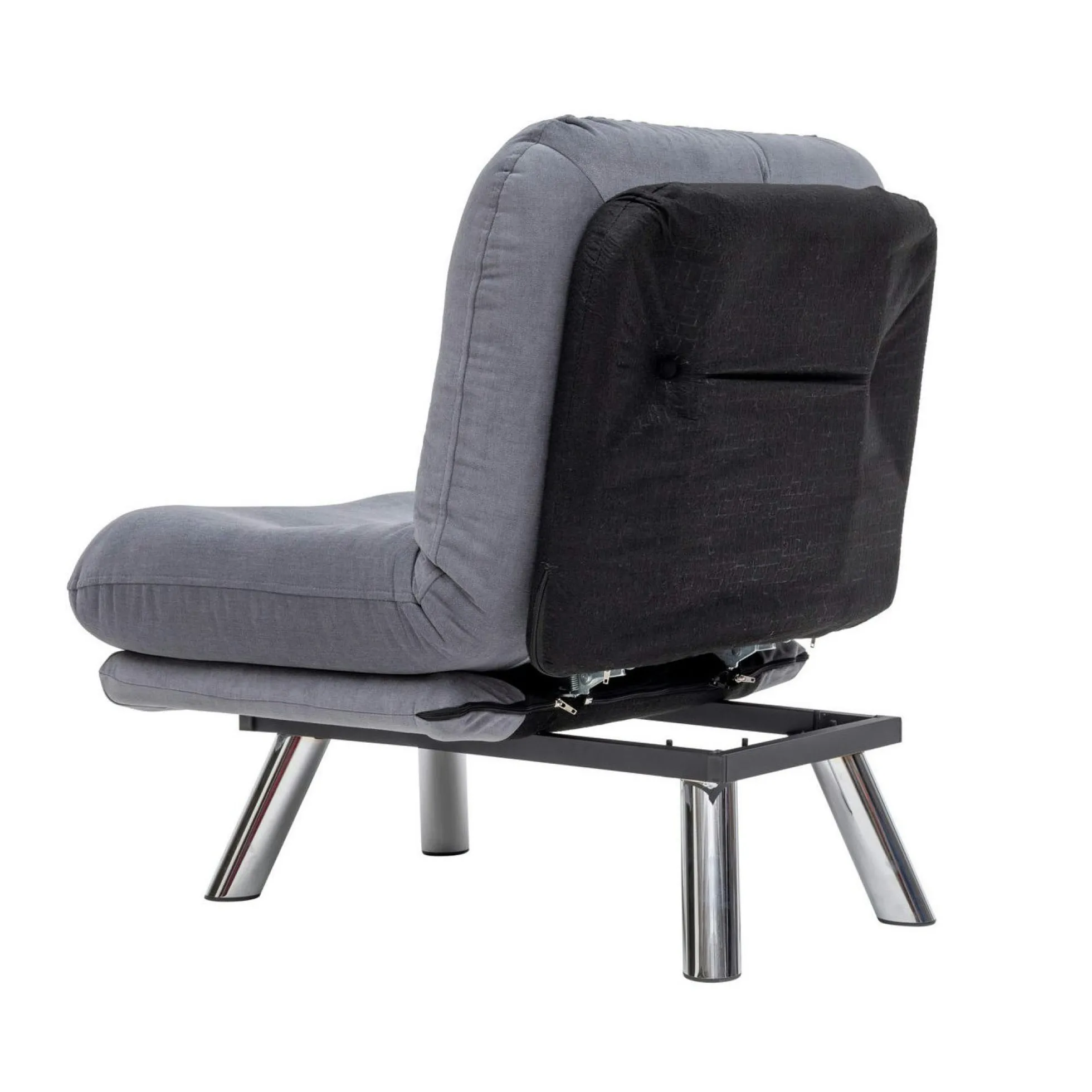 Fauteuil convertible banquette gris orage pieds chromés CUSCO